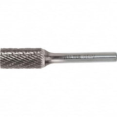 WALTER Surface Technologies - 5/16" Cut Diam, 1/4" Shank Diam, Cylinder Head Double Cut Burr - Carbide, 3/4" LOC - Exact Tooling