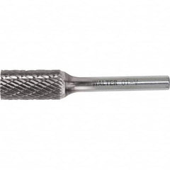 WALTER Surface Technologies - 3/8" Cut Diam, 1/4" Shank Diam, Cylinder Head Double Cut Burr - Carbide, 3/4" LOC - Exact Tooling