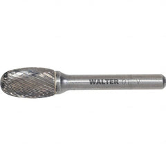 WALTER Surface Technologies - 1/2" Cut Diam, 1/4" Shank Diam, Egg Head Double Cut Burr - Carbide, 7/8" LOC - Exact Tooling