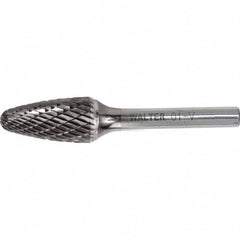 WALTER Surface Technologies - 1/8" Cut Diam, 1/8" Shank Diam, Tree Head Double Cut Burr - Carbide, 1/2" LOC - Exact Tooling