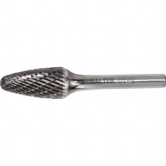 WALTER Surface Technologies - 3/8" Cut Diam, 1/4" Shank Diam, Tree Head Double Cut Burr - Carbide, 3/4" LOC - Exact Tooling