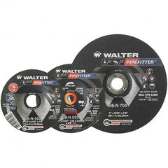 WALTER Surface Technologies - 36 Grit, 4-1/2" Wheel Diam, 5/32" Wheel Thickness, 7/8" Arbor Hole, Type 27 Depressed Center Wheel - Aluminum Oxide/Silicon Carbide Blend, Resinoid Bond, 13,300 Max RPM - Exact Tooling