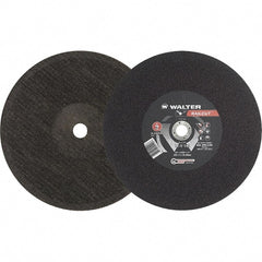 WALTER Surface Technologies - 14" 24 Grit Aluminum Oxide Cutoff Wheel - 5/32" Thick, 1" Arbor, 5,400 Max RPM, Use with Electric & Gas Powered Saws - Exact Tooling