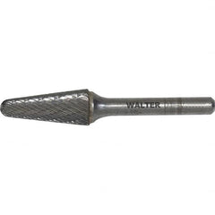 WALTER Surface Technologies - 3/8" Cut Diam, 1/4" Shank Diam, Cone Head Single Cut Burr - Carbide, 1-1/4" LOC - Exact Tooling