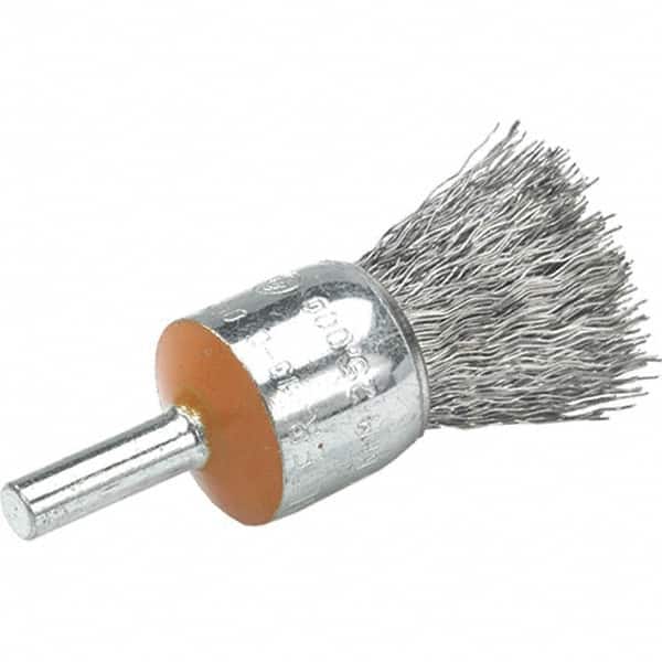 WALTER Surface Technologies - 3/4" Brush Diam, Crimped, End Brush - 1/4" Diam Shank, 25,000 Max RPM - Exact Tooling