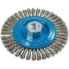 WALTER Surface Technologies - 5" OD, 5/8-11 Arbor Hole, Stringer Bead Stainless Steel Wheel Brush - 1/4" Face Width, 0.02" Filament Diam, 15,000 RPM - Exact Tooling