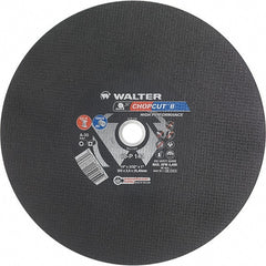 WALTER Surface Technologies - 14" 30 Grit Aluminum Oxide Cutoff Wheel - 3/32" Thick, 1" Arbor, 4,400 Max RPM, Use with Chop Saws - Exact Tooling