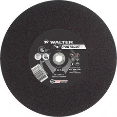 WALTER Surface Technologies - 14" 24 Grit Aluminum Oxide Cutoff Wheel - 1/8" Thick, 1" Arbor, 5,400 Max RPM, Use with Electric & Gas Powered Saws - Exact Tooling
