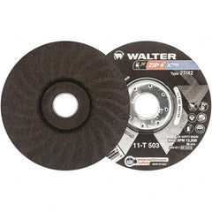 WALTER Surface Technologies - 46 Grit, 5" Wheel Diam, 1/16" Wheel Thickness, 7/8" Arbor Hole, Type 27 Depressed Center Wheel - Aluminum Oxide, Resinoid Bond, 12,200 Max RPM - Exact Tooling