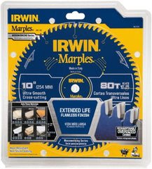 Irwin Blades - 10" Diam, 5/8" Arbor Hole Diam, 80 Tooth Wet & Dry Cut Saw Blade - Carbide-Tipped, Finishing Action, Standard Round Arbor - Exact Tooling