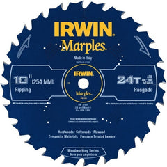 Irwin Blades - 10" Diam, 5/8" Arbor Hole Diam, 24 Tooth Wet & Dry Cut Saw Blade - Carbide-Tipped, Finishing Action, Standard Round Arbor - Exact Tooling