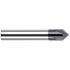 Harvey Tool - 1/8" Diam 50°/130° 2-Flute Single End Solid Carbide Chamfer Mill - Exact Tooling