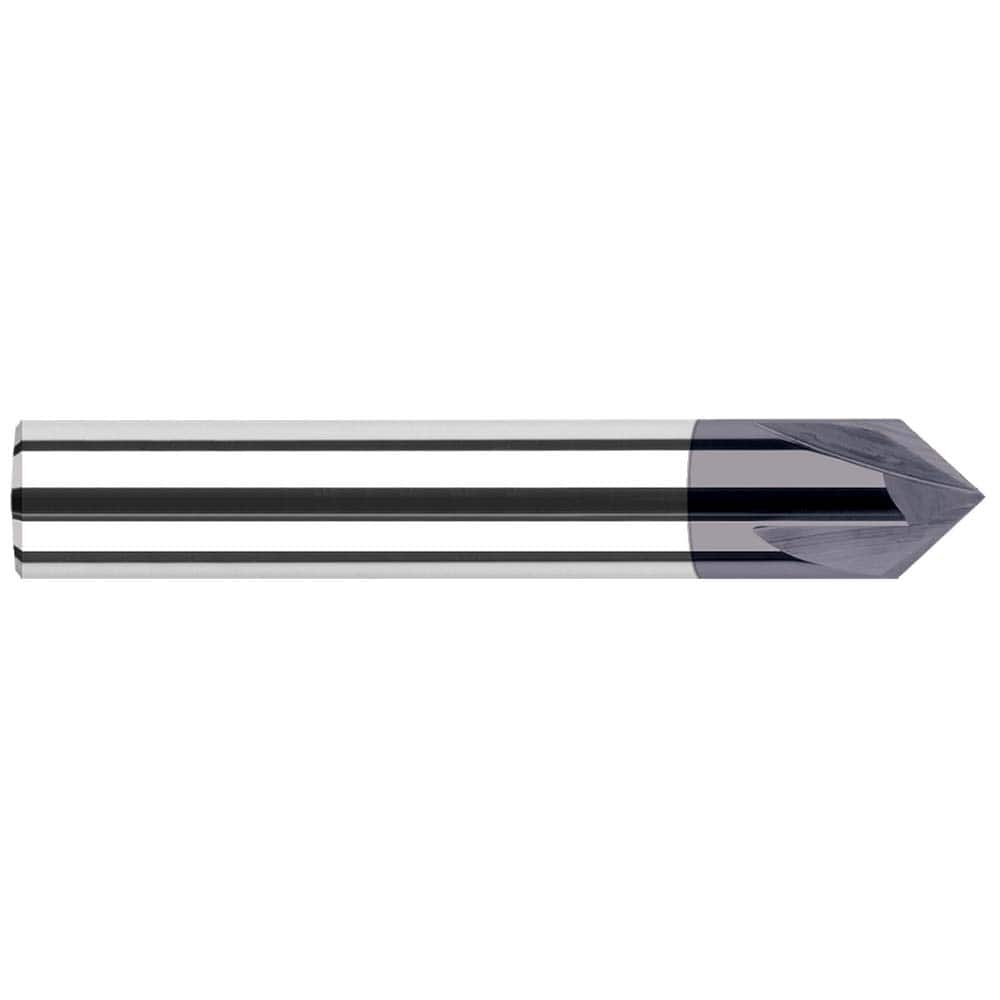 Harvey Tool - 3/16" Diam 100°/80° 2-Flute Single End Solid Carbide Chamfer Mill - Exact Tooling