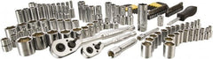 Stanley - 123 Piece 1/4" & 3/8" Drive Chrome Vanadium Finish Deep Well Socket Set - 6 Points, 5/32" to 9/16" (4mm to 19mm) Range, Inch/Metric Measurement Standard - Exact Tooling