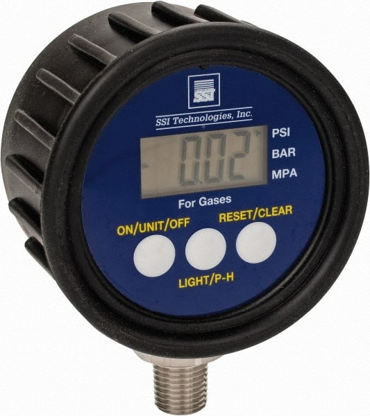 SSI Technologies - 2-1/2" Dial, 1/4 Thread, 0-100 Scale Range, Pressure Gauge - Lower Connection Mount, Accurate to 1% of Scale - Exact Tooling