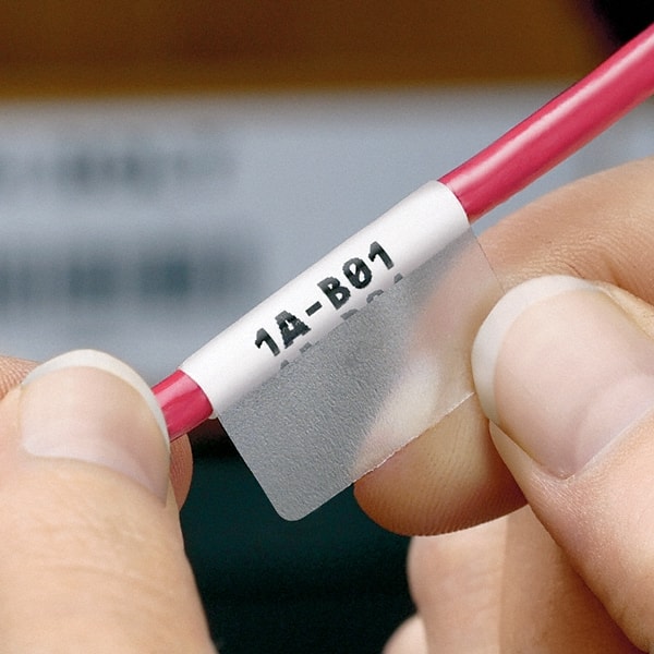 Panduit - 1-1/4" Wide x 1" Long, Clear/White Vinyl Cartridge For Self-Laminating Labels - For LS8EQ, LS8E, Hand-Held Thermal Transfer Printer - Exact Tooling