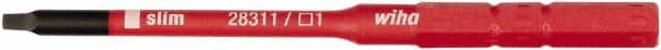 Wiha - 4mm Drive, #1 Square Screwdriver Bit - 75mm OAL - Exact Tooling