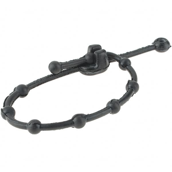 Interstate - 8" Long Black Rubber Standard Cable Tie - 10 Lb Tensile Strength, 2" Max Bundle Diam - Exact Tooling