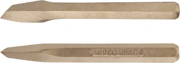 Ampco - 8" OAL x 1/2" Blade Width Nonsparking Diamond Point Chisel - 1/2" Tip - Exact Tooling
