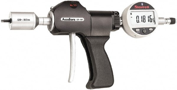 Starrett - Electronic Bore Gages Type: Pistol Grip Electronic Bore Gage Minimum Measurement (Decimal Inch): 0.1200 - Exact Tooling