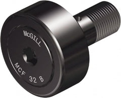 McGill - 62mm Roller Diam x 29mm Width, 24mm Stud Diam x 50mm Length, Crowned Sealed Stud Cam Follower with Hex - Steel, 25mm Thread Length, M24x1.5 Thread, 80mm OAL, 8,732 Lb Dynamic Cap, 14,703 Lb Static Cap - Exact Tooling