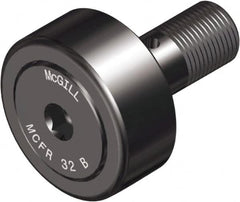 McGill - 80mm Roller Diam x 35mm Width, 30mm Stud Diam x 63mm Length, Crowned Sealed Stud Cam Follower with Hex - Steel, 32mm Thread Length, M30x1.5 Thread, 100mm OAL, 10,495 Lb Dynamic Cap, 19,694 Lb Static Cap - Exact Tooling
