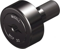 McGill - 40mm Roller Diam x 20mm Width, 18mm Stud Diam x 37mm Length, Crowned Stud Cam Follower - Steel, 19mm Thread Length, M18x1.5 Thread, 58mm OAL, 4,366 Lb Dynamic Cap, 7,239 Lb Static Cap - Exact Tooling