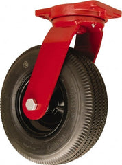 Hamilton - 12" Diam, Rubber Swivel Caster - 625 Lb Capacity, Top Plate Mount, 6-1/8" x 7-1/2" Plate, Sealed Precision Ball Bearing - Exact Tooling
