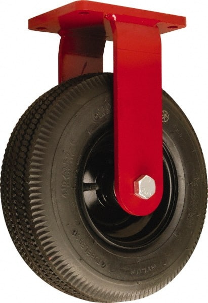 Hamilton - 12" Diam, Rubber Rigid Caster - 625 Lb Capacity, Top Plate Mount, 5-1/2" x 7-1/2" Plate, Sealed Precision Ball Bearing - Exact Tooling