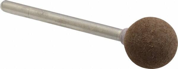 Grier Abrasives - 1/2" Max Diam x 1-3/4" Long, Ball B121, Rubberized Point - Medium Grade, Aluminum Oxide, Mounted - Exact Tooling