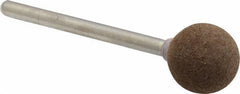 Grier Abrasives - 1/2" Max Diam x 1-3/4" Long, Ball B121, Rubberized Point - Medium Grade, Aluminum Oxide, Mounted - Exact Tooling