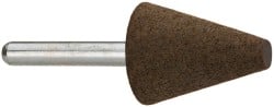 Grier Abrasives - 1" Max Diam x 2-1/4" Long, Cone A2, Rubberized Point - Coarse Grade, Aluminum Oxide, Mounted - Exact Tooling