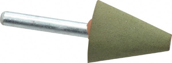 Grier Abrasives - 1" Max Diam x 2-1/4" Long, Cone A2, Rubberized Point - Medium Grade, Aluminum Oxide, Mounted - Exact Tooling