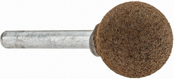 Grier Abrasives - 1" Max Diam x 2" Long, Ball A25, Rubberized Point - Coarse Grade, Aluminum Oxide, Mounted - Exact Tooling