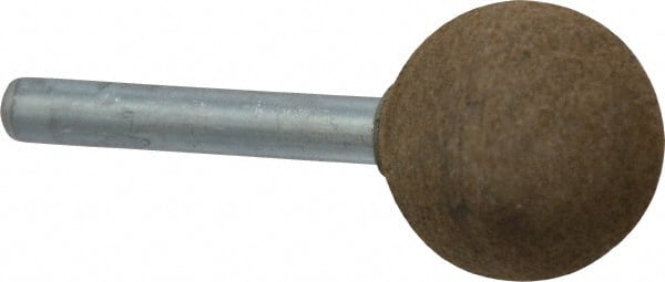 Grier Abrasives - 1" Max Diam x 2" Long, Ball A25, Rubberized Point - Medium Grade, Aluminum Oxide, Mounted - Exact Tooling