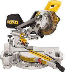 DeWALT - 4 Amp, 20 Volt, 3,750 RPM, 48° Left Single Bevel Sliding Miter Saw - 5/8" Arbor, 7-1/4" Blade Diam, Includes Battery Charger & Battery - Exact Tooling