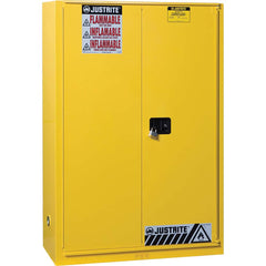 Justrite - 1 Door 2 Shelf 45 Gal Safety Cabinet for Flammable Substances - Exact Tooling