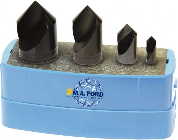 M.A. Ford - 4 Piece, 1/4 to 1" Head Diam, 82° Included Angle, Single End Countersink Set - Exact Tooling