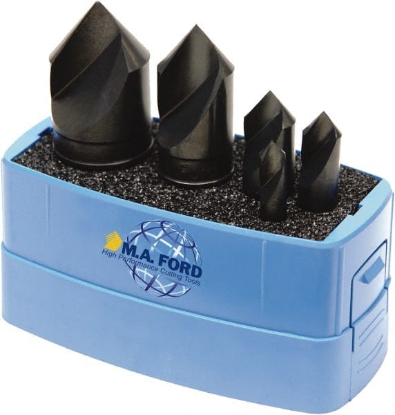 M.A. Ford - 5 Piece, 1/4 to 1" Head Diam, 120° Included Angle, Single End Countersink Set - Exact Tooling