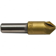 M.A. Ford - 1/2" Head Diam, 3/8" Shank Diam, 6 Flute 120° High Speed Steel Countersink - TiN Finish, 2" OAL - Exact Tooling