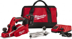 Milwaukee Tool - 18V 3-1/4" Planer - Battery, Charger, Bag and Bevel/Edge Guide, 2 Double Edge Blades Included - Exact Tooling