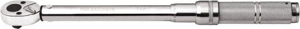 Paramount - 3/8" Drive Micrometer Type Ratchet Head Torque Wrench - 4.5 N/m to 23 N/m Torque, 11-21/32" OAL, 1 In/Lb Graduation - Exact Tooling