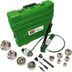 Greenlee - 18 Piece, 0.885 to 4.544" Punch Hole Diam, Power Knockout Set - Round Punch, 10 Gage Mild Steel - Exact Tooling