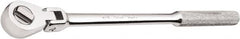 SK - 3/8" Drive Pear Head Ratchet - Chrome-Plated Finish, 10-7/8" OAL, 36 Gear Teeth, Knurled Pivot Handle, Flex Head - Exact Tooling