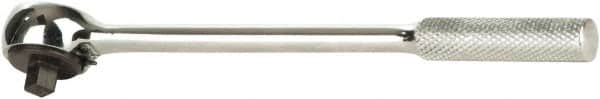 SK - 1/4" Drive Round Head Ratchet - Chrome-Plated Finish, 6-1/2" OAL, 60 Gear Teeth, Knurled Pivot Handle, Reversible Head - Exact Tooling