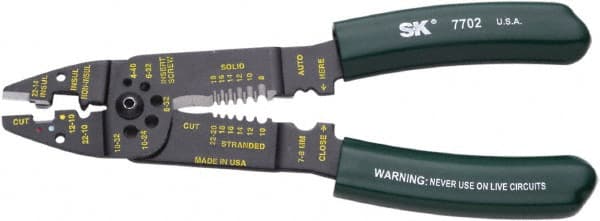 SK - 9-1/2" OAL, 10 AWG Capacity, Cutting Pliers - Vinyl Cushion Handle - Exact Tooling
