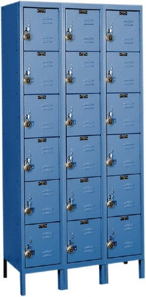 Hallowell - 18 Door, 6 Tier, Ready-Built Wardrobe & Box Lockers - Exact Tooling
