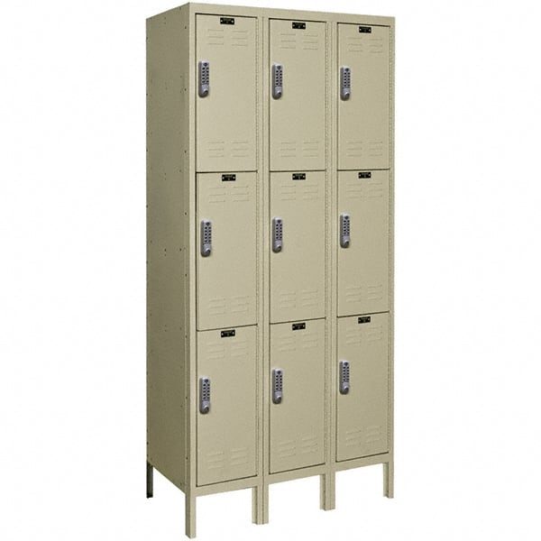 Hallowell - 9 Door, 3 Tier, Electronic Access Lockers - Exact Tooling