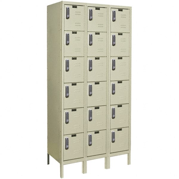 Hallowell - 18 Door, 6 Tier, Electronic Access Lockers - Exact Tooling