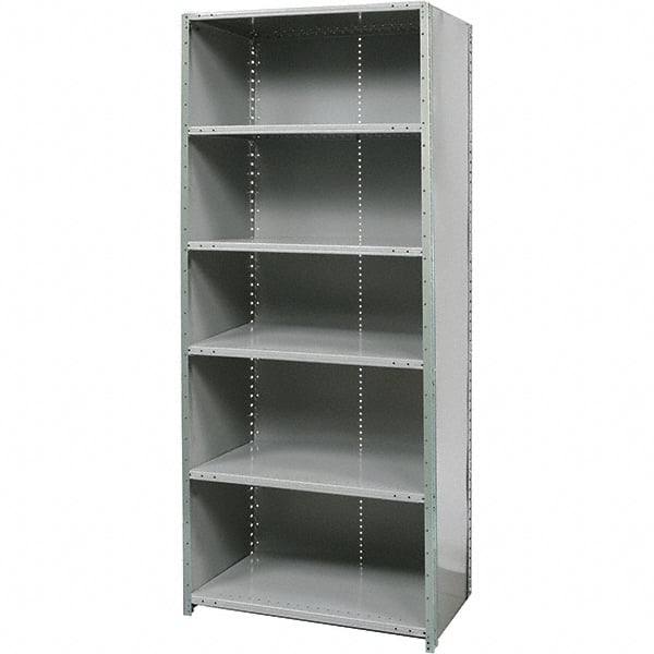 Hallowell - 6 Shelf, 375 Lb. Capacity, Free Standing Closed Shelving - 48 Inch Wide x 18 Inch Deep x 87 Inch High, Gray - Exact Tooling
